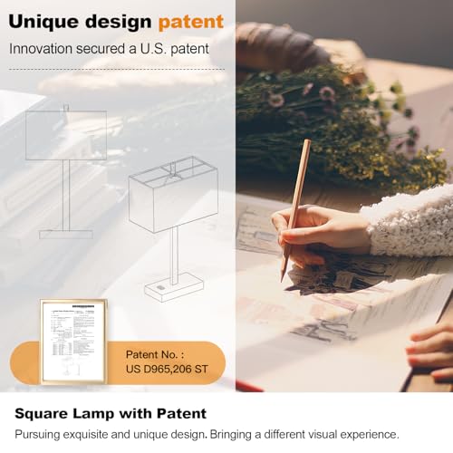 21" Touch Bedside lamps with 2 USB & AC Outlets (2 Count)
