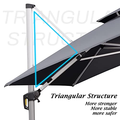 Patio Umbrella 12'X12' Double Top Solar LEDlight