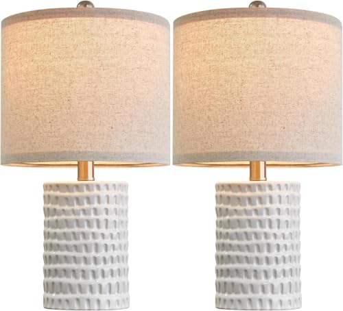 Farmhouse Ceramic Table Lamp for Living Room Bedside Lamps for Bedroom Nightstand Lamp End Table Lamps