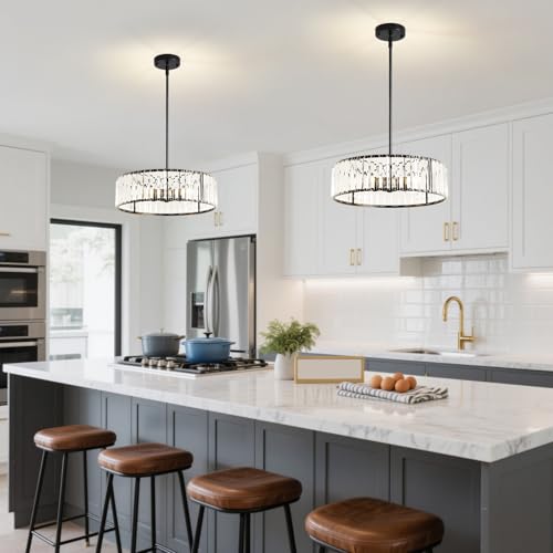 Modern Black Crystal Semi Flush Mount Ceiling Light Fixtures 16 in (Black / 16 in)