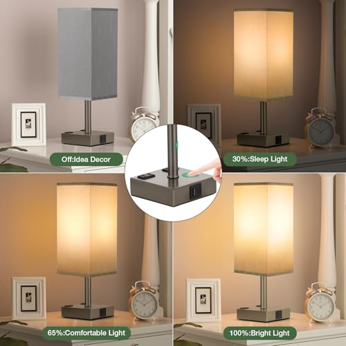 Grey Touch Lamps Set of 2 for Bedroom (2 Count)