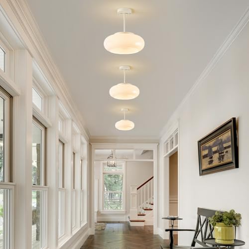 Mid Century Modern Cream Whit Semi Flush Ceiling Light 12.6 Inch
