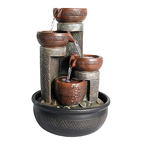 15.7" H 4 Tier Indoor Tabletop Waterfall Fountain with LED Lights Desktop Fountains Calming Sound for Home Office Decor