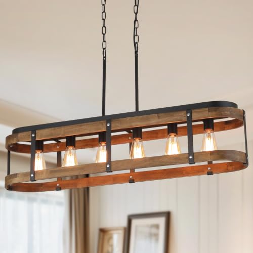 Rustic Farmhouse Wood Kitchen Island Lighting