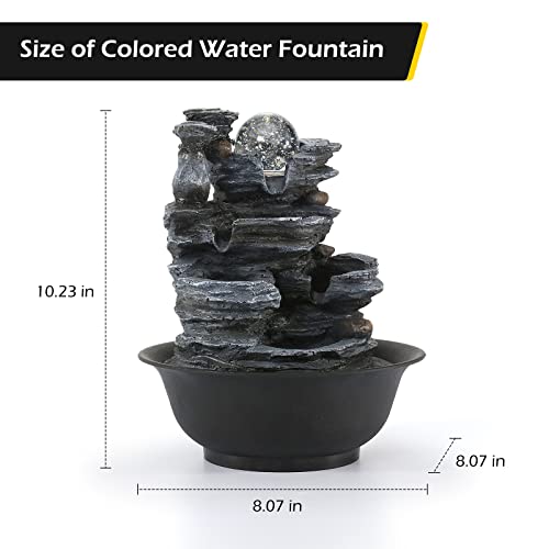 Tabletop Water Fountain Waterfall Fountains Indoor with LED