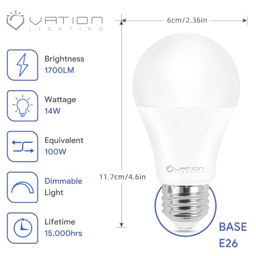 A19 Dimmable LED Light Bulbs 3000K Warm White (6 Count)