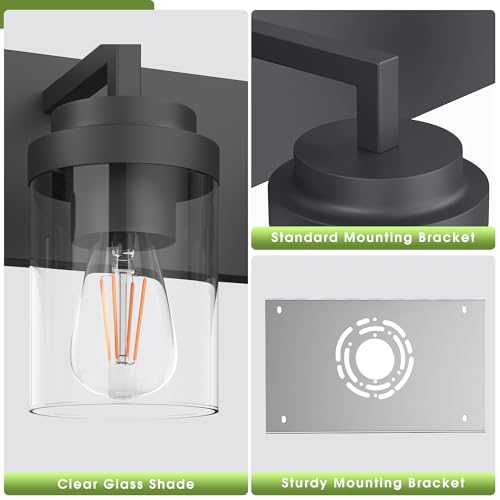 Modern 5 Light Black Bathroom Vanity Light with Clear Glass Shade (5 Count)