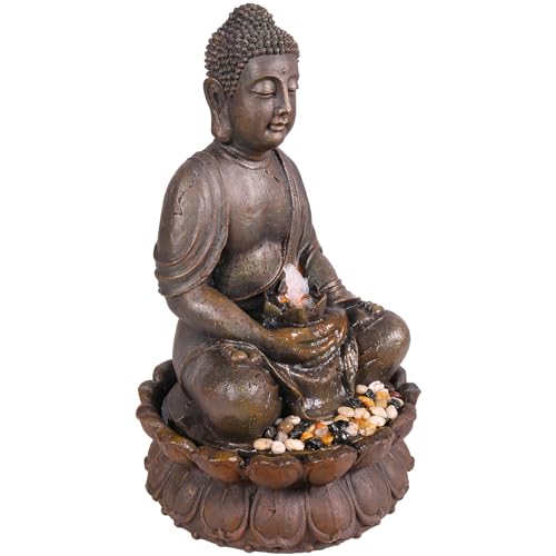 GEM122 Outdoor Floor Meditating Soothing Buddha Statue Waterfall Fountain for Garden