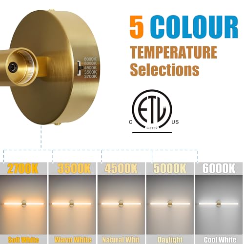 Glod Wall Sconces Set of Two Hardwired LED Vanity Light 31" (2 Count)