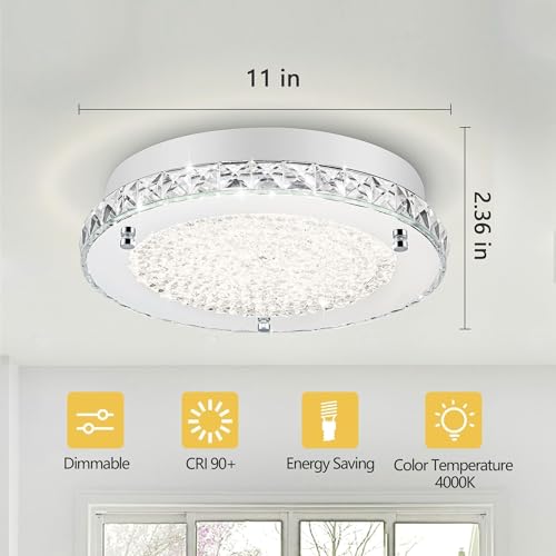 Crystal Ceiling Light Flush Mount Light Fixture Modern LED Ceiling Lamp for Foyer