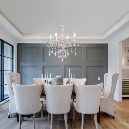 Plug in Crystal Ceramic White Chandelier