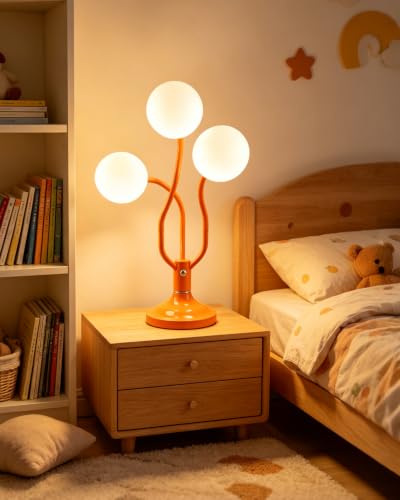 Globe Modern Table Lamp for Bedroom Dimmable Round Ball Lamp