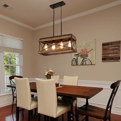 Rustic Farmhouse Wood Kitchen Island Lighting