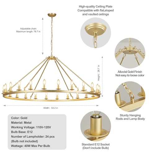 Gold Wagon Wheel Chandelier 53