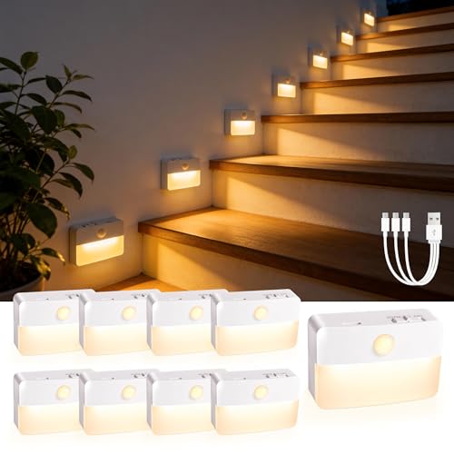 9 Pack Rechargeable Motion Sensor Stair Lights Indoor (9 Count)