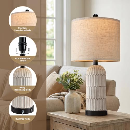 22.5" Bedside Table Lamps Set of 2 (2 Count)