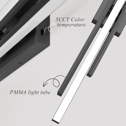 Modern LED Vanity Light 48 Inches Long Black LED Wall Light Over Vanity Mirror Hardwired Wall Mount Lighting Fixture 5CCT