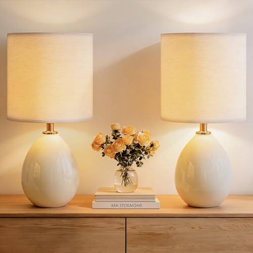 17.7" Ceramic Table Lamps Set of 2 for Living Room Bedroom (2 Count)