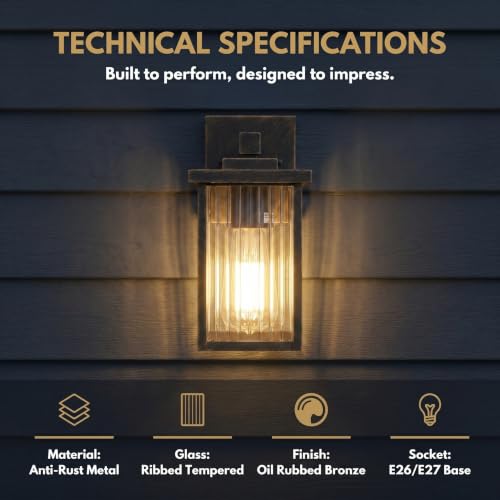 2 Pack Black Brush Gold Porch Light