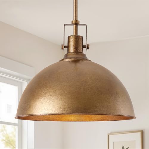 13 Inch Antique Brown Metal Pendant Light Kitchen Island