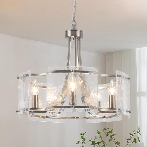 Modern Textured Glass Chandelier for Dining Room