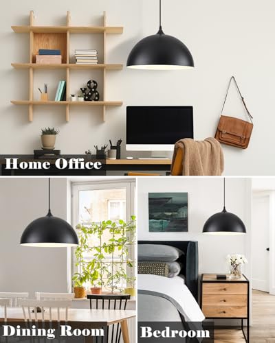 14 Inch Black and White Dome Pendant Light