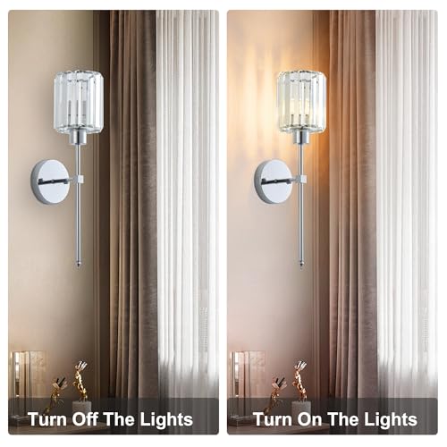Hardwired Crystal Wall Sconces Set of 2
