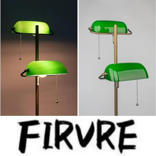 Green Glass Bankers Floor Lamp Classic Vintage Standing Lamp with Pull Chain Switch Adjustable Arm Reading Floor Light for Bedroom Headboard Workplace Office Piano Style Lamp