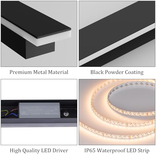 2 Pack 31.5inch Modern Outdoor LED Wall Lights 24W Exterior Wall Light Fixture IP65 Waterproof 3000K for House Porch Courtyard