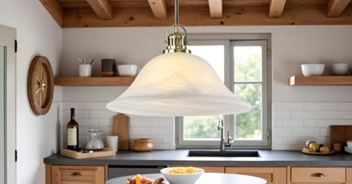 23517-11, Alabaster Replacement Glass Shade for Medium Base Socket Torchiere Lamp, Swag Lamp and Pendant & Island Fixture, 12-1/4" Diameter x 4-3/4" Height