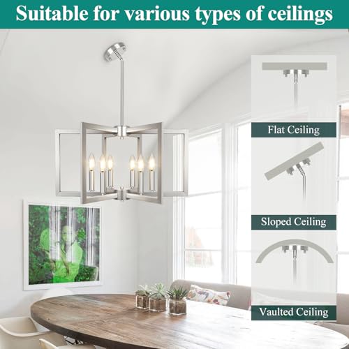 20" 62" Height Adjustable Brushed Nickel Kitchen Chandelier for Dining Room