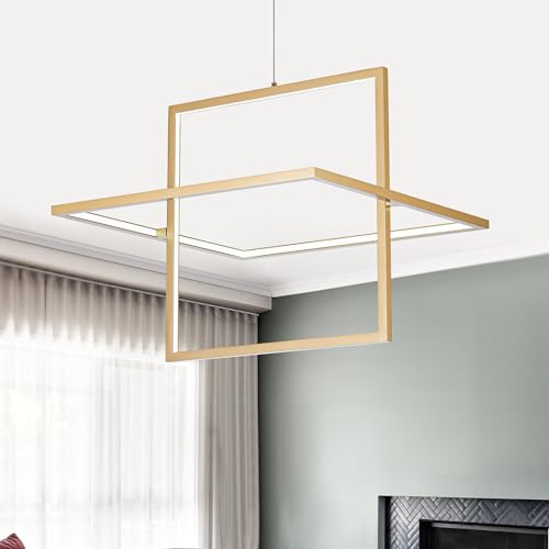 Modern Gold LED Square Hanging Pendant Chandelier