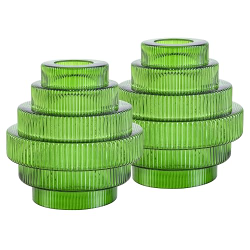 Green Stripes Glass Lamp Shades Set of 2 (2 Count)