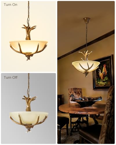 Rustic Resin Deer Chandelier with 3