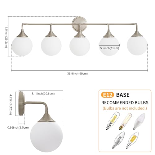 Brushed Nickel Bathroom Light Fixtures Over Mirror Vanity 5