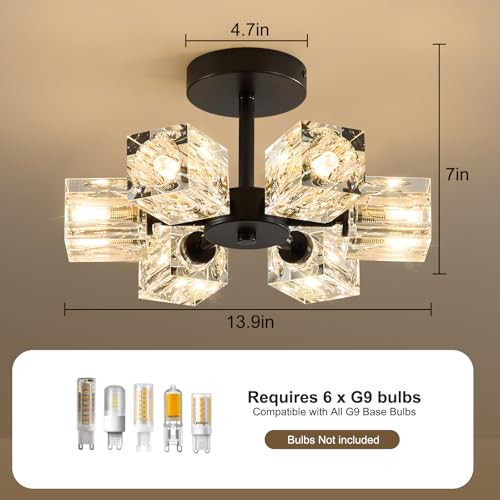 K9 Crystal Semi Flush Ceiling