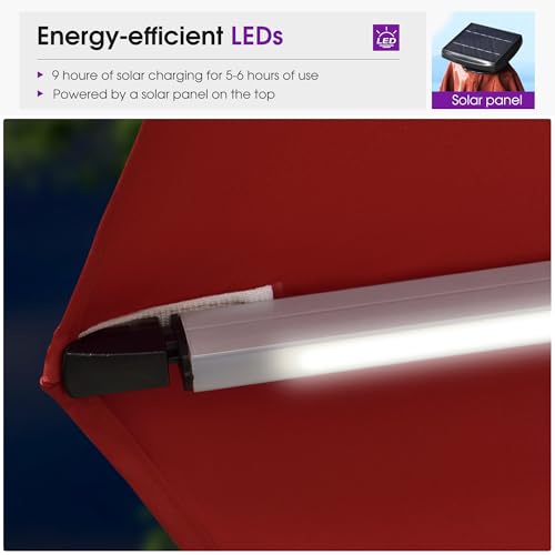 Patio Umbrella with Base 13ft LED Light Double Top