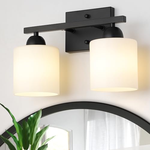 Milk Glass Vanity Lights for Bathroom (2 Count)