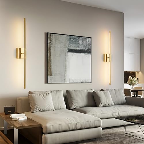 30 Inch Gold Rechargeable Wall Sconces Set of 2 Battery Operated (2 Count)