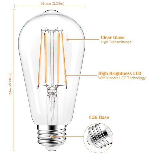 LED Light Bulbs Dimmable Vintage Edison Bulb (4 Count)