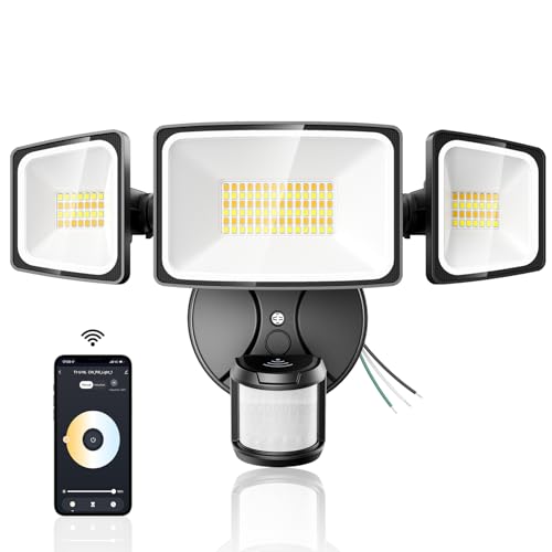 65W Smart Outdoor Security Lights with Motion Sensor (Black)