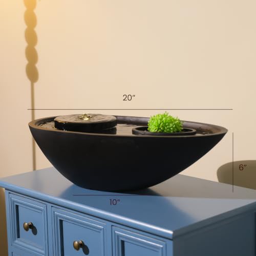 Table Fountain Indoor Water Zen Garden Decor with Succulent Plant