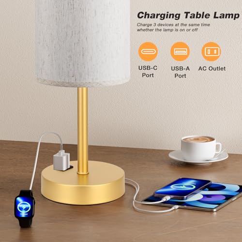 17.4" Gold Lamp for Bedroom