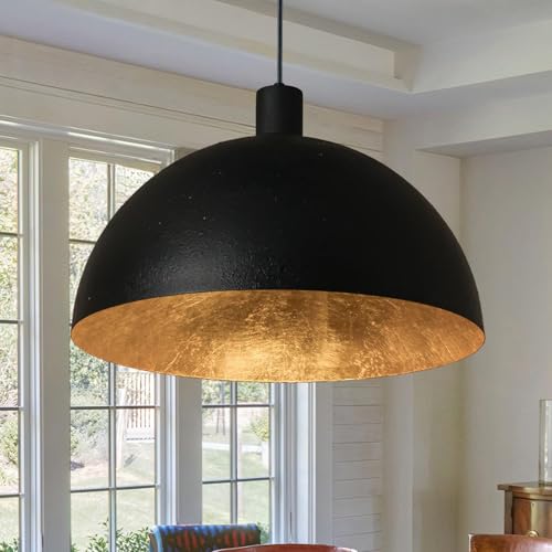 Black and Gold Dome Pendant Light