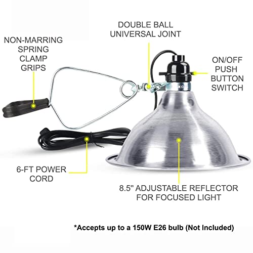 Clamp Lamp Light Socket with 8.5 Inch Aluminum Reflector (6 Count)