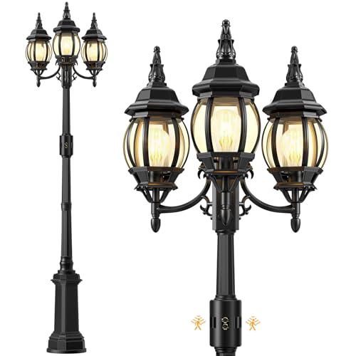 3 Head Motion Sensor Outdoor Post Lights