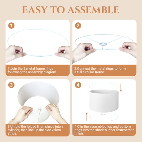White Large Drum Lamp Shade for Floor Lamps