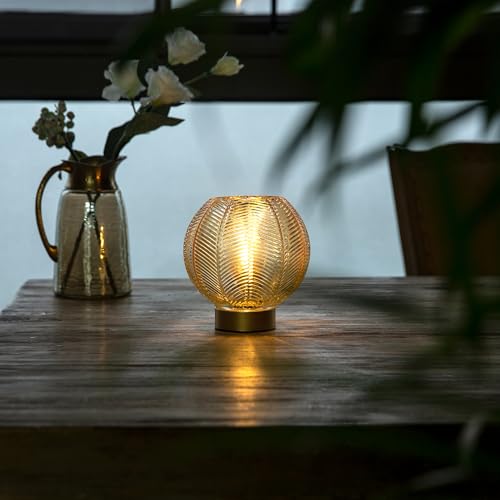 Battery Operated Decorative Glass Table Lamp with Timer Gold
