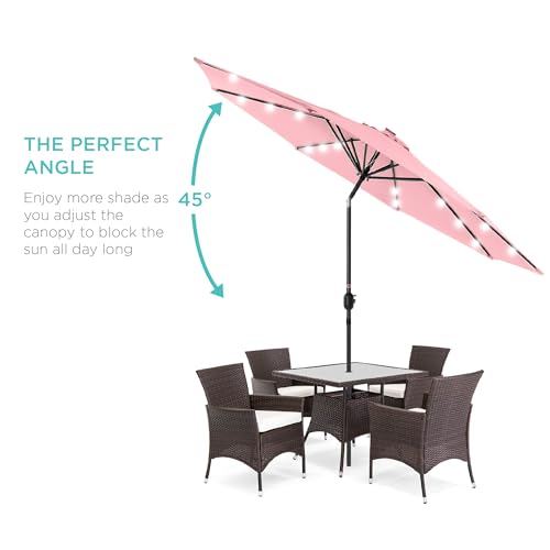 10ft Solar Polyester LED Lighted Patio Umbrella w