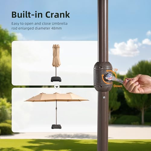 15 ft Large Patio Umbrella with Color Changing Lights